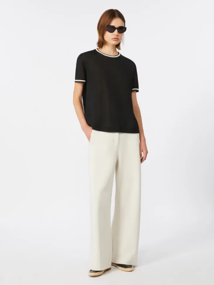 Pure linen yarn sweater - BLACK