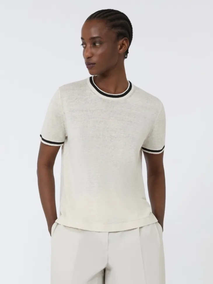 Pure linen yarn sweater - WHITE