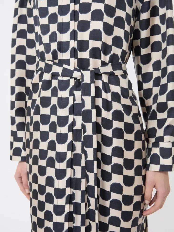 Pure silk twill kaftan - BLACK