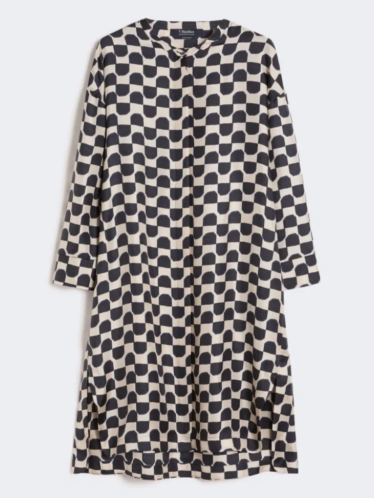 Pure silk twill kaftan - BLACK