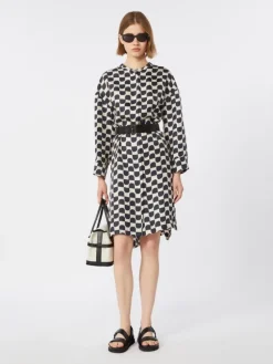 Pure silk twill kaftan - BLACK