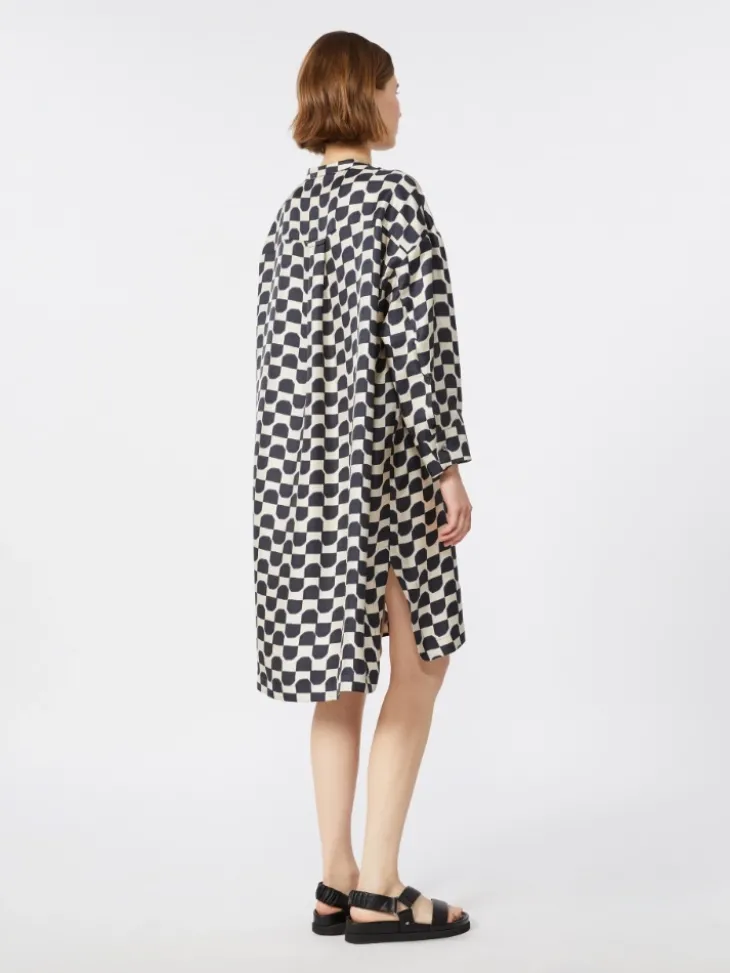 Pure silk twill kaftan - BLACK