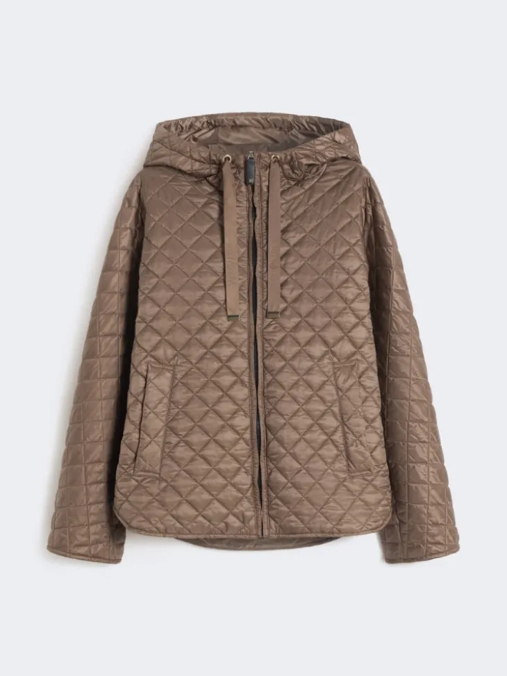 Quilted water-repellent canvas padded jacket - TOBACCO
