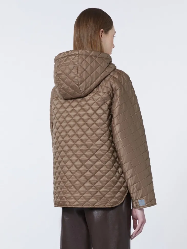Quilted water-repellent canvas padded jacket - TOBACCO
