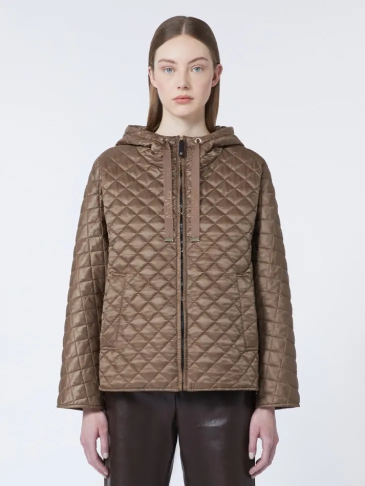 Quilted water-repellent canvas padded jacket - TOBACCO