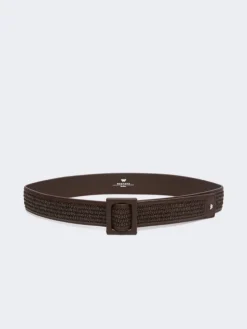 Raffia effect belt - DARK BROWN