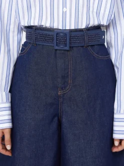 Raffia effect belt - ULTRAMARINE