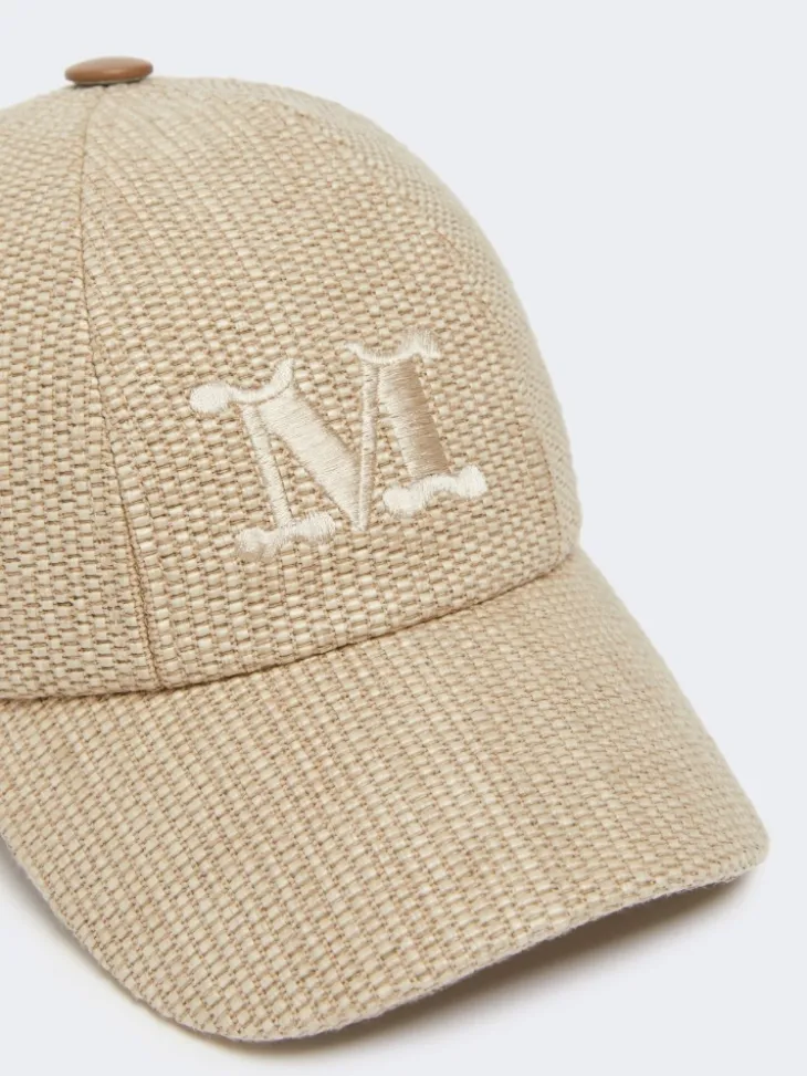 Raffia-effect basketweave baseball hat - ICE