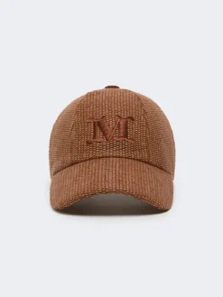 Raffia-effect basketweave baseball hat - AMBER BROWN