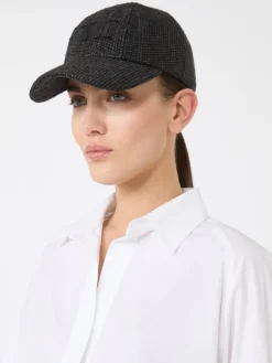 Raffia-effect basketweave baseball hat - BLACK