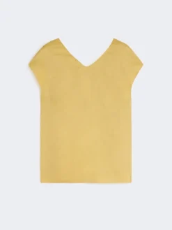 Ramie canvas blouse - BRIGHT YELLOW