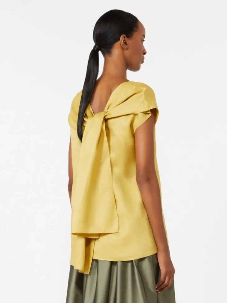 Ramie canvas blouse - BRIGHT YELLOW