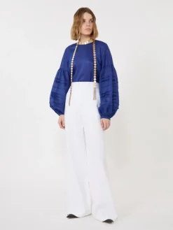 Ramie gauze blouse - NAVY