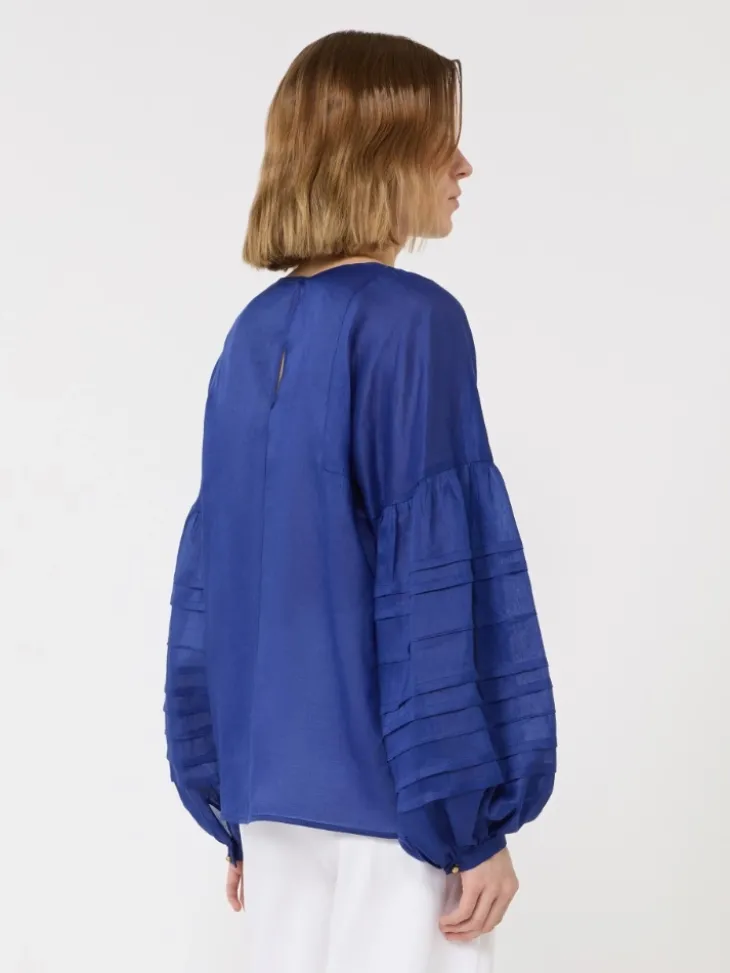 Ramie gauze blouse - NAVY