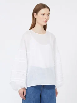 Ramie gauze blouse - WHITE