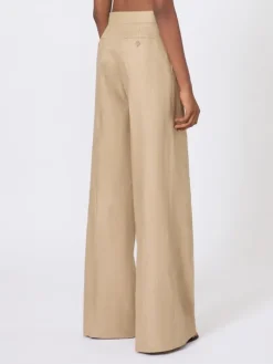 Regular-cut trousers in linen basketweave - CAMEL