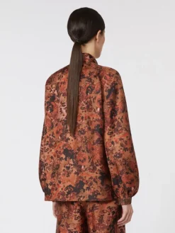 Relaxed-fit printed silk shirt - TERRA COTTA