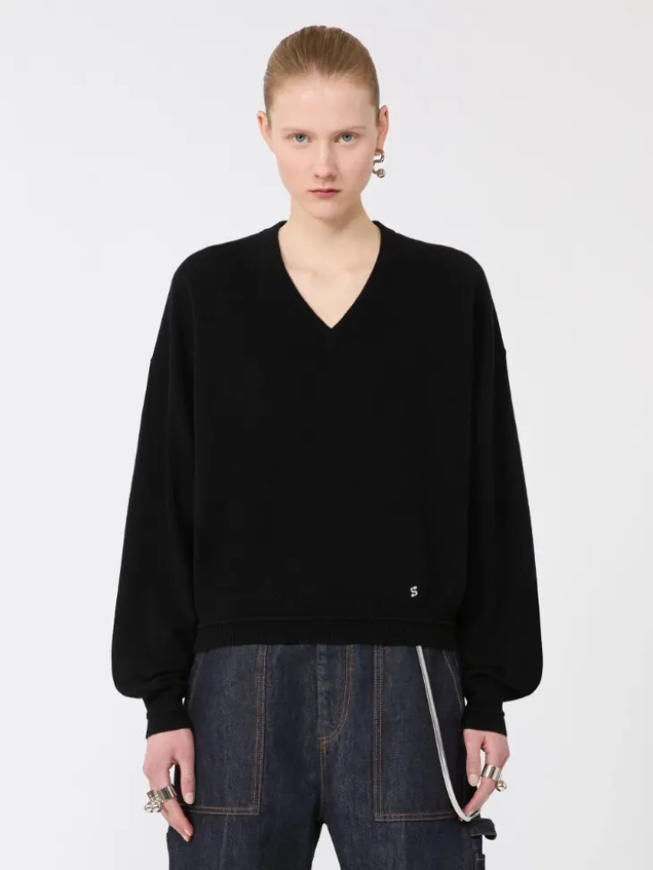 Relaxed-fit wool and cashmere sweater - BLACK