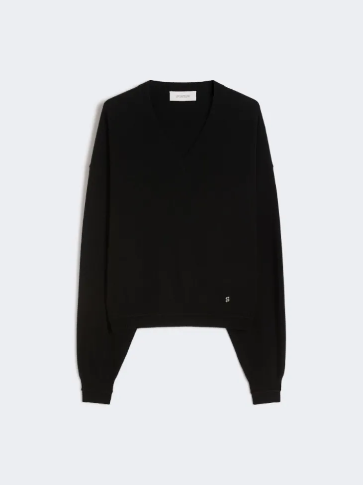 Relaxed-fit wool and cashmere sweater - BLACK