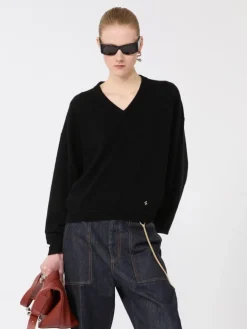 Relaxed-fit wool and cashmere sweater - BLACK