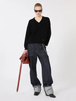 Relaxed-fit wool and cashmere sweater - BLACK