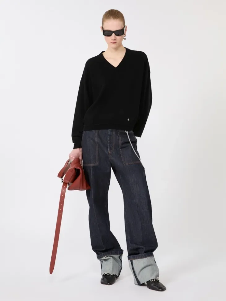 Relaxed-fit wool and cashmere sweater - BLACK