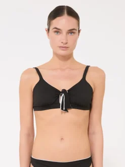 Reversible double jersey bikini top - BLACK