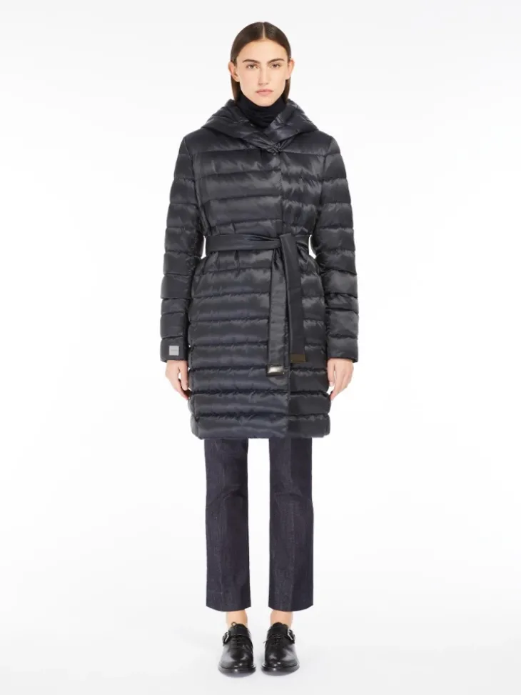 Reversible down jacket in water-repellent satin - MIDNIGHTBLUE