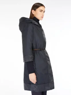 Reversible down jacket in water-repellent satin - MIDNIGHTBLUE