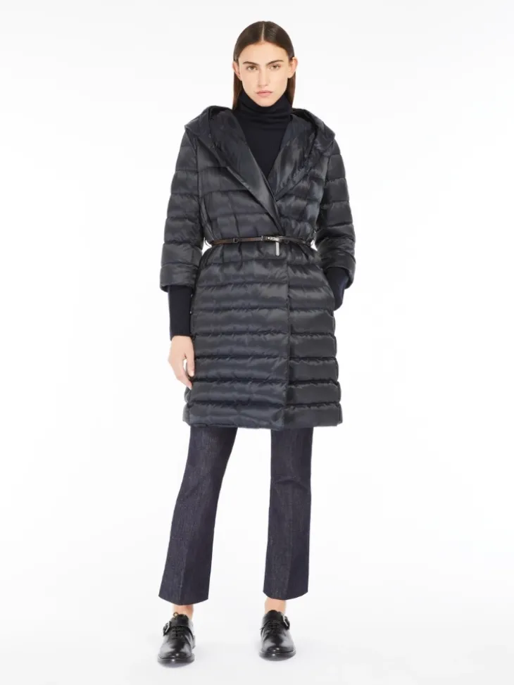 Reversible down jacket in water-repellent satin - MIDNIGHTBLUE
