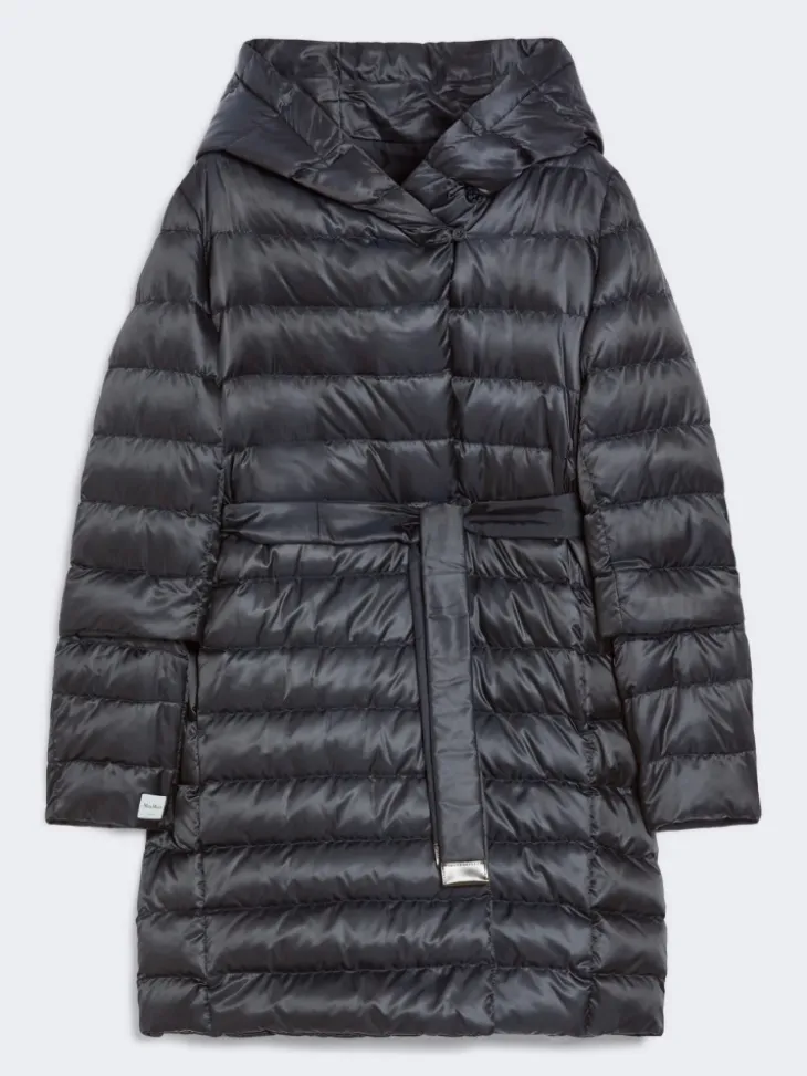 Reversible down jacket in water-repellent satin - MIDNIGHTBLUE