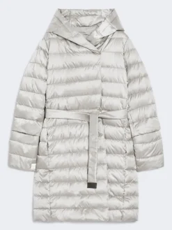 Reversible down jacket in water-repellent satin - SAND