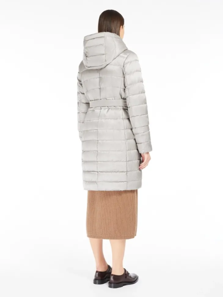 Reversible down jacket in water-repellent satin - SAND