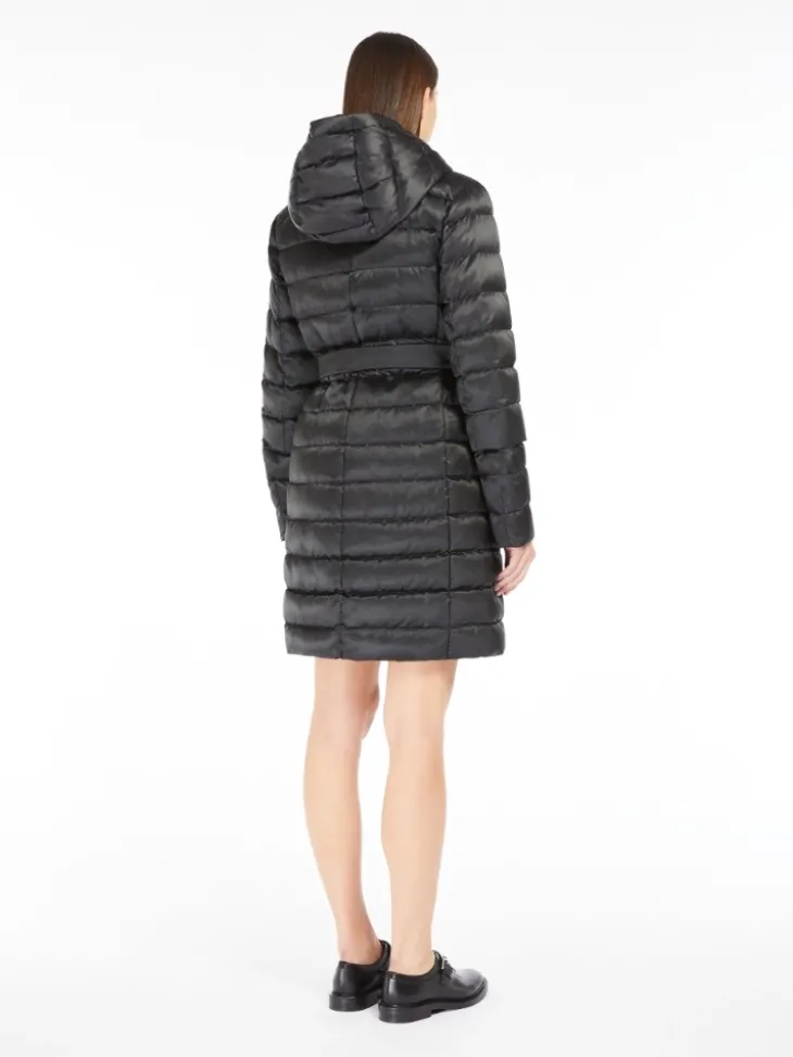 Reversible down jacket in water-repellent satin - BLACK