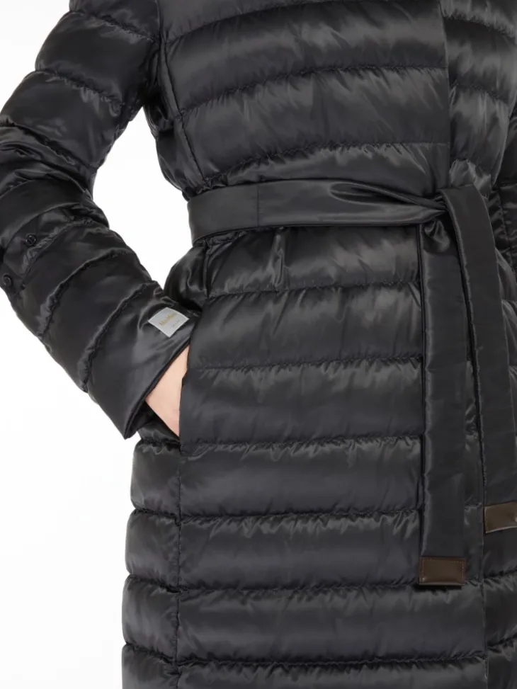 Reversible down jacket in water-repellent satin - BLACK