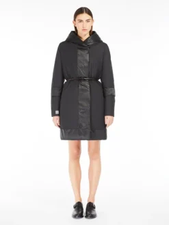 Reversible down jacket in water-repellent satin - BLACK