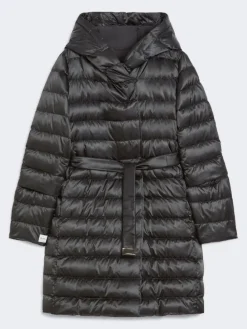 Reversible down jacket in water-repellent satin - BLACK