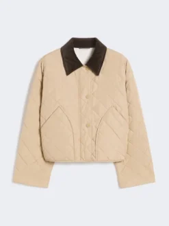 Reversible padded jacket in water-repellent fabric - BEIGE