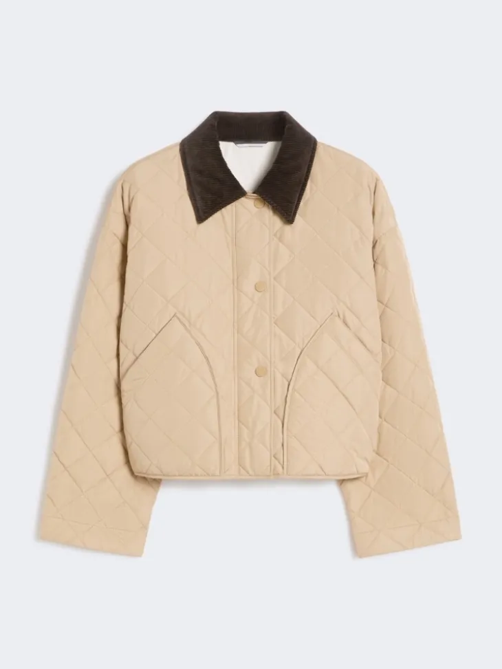 Reversible padded jacket in water-repellent fabric - BEIGE