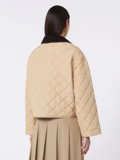 Reversible padded jacket in water-repellent fabric - BEIGE