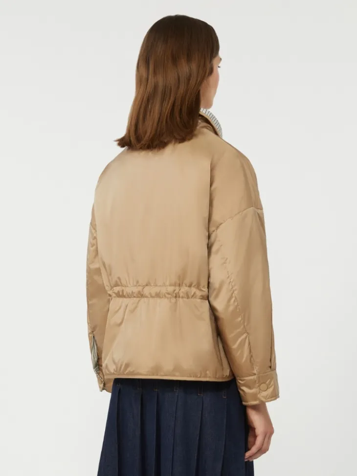Reversible padded jacket in water-repellent canvas - HAZELNUT BROWN