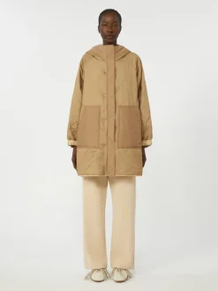 Reversible padded parka in water-repellent canvas - BEIGE