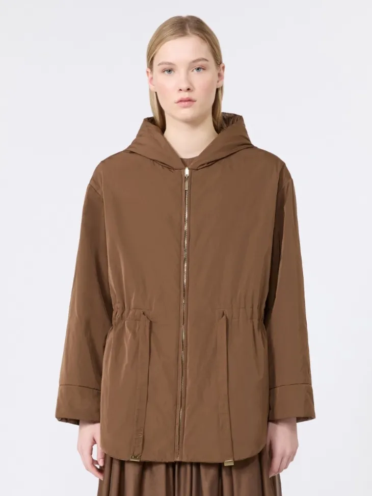Reversible padded parka in radzmir and water-repellent canvas - HONEY