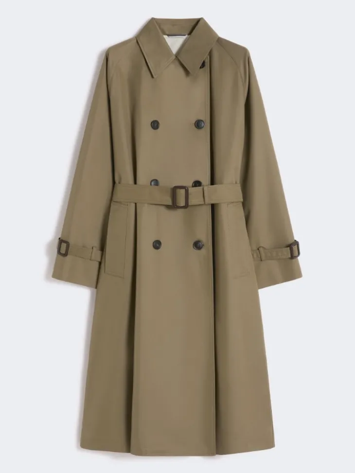 Reversible water-repellent gabardine trench coat - MUD