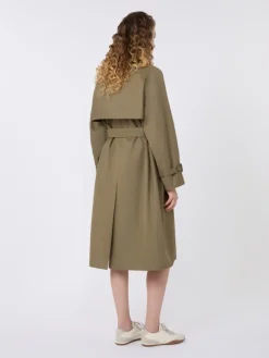 Reversible water-repellent gabardine trench coat - MUD