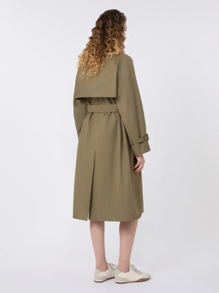 Reversible water-repellent gabardine trench coat - MUD