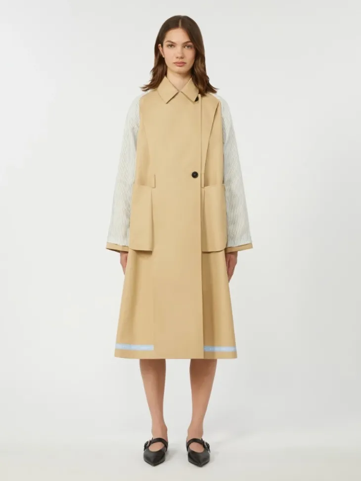 Reversible water-repellent gabardine trench coat - BEIGE