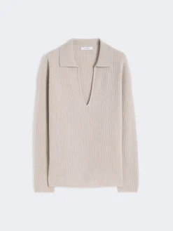 Ribbed cashmere jumper - BEIGE