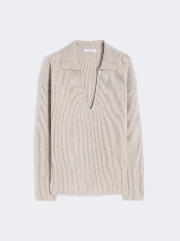 Ribbed cashmere jumper - BEIGE