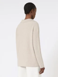 Ribbed cashmere jumper - BEIGE